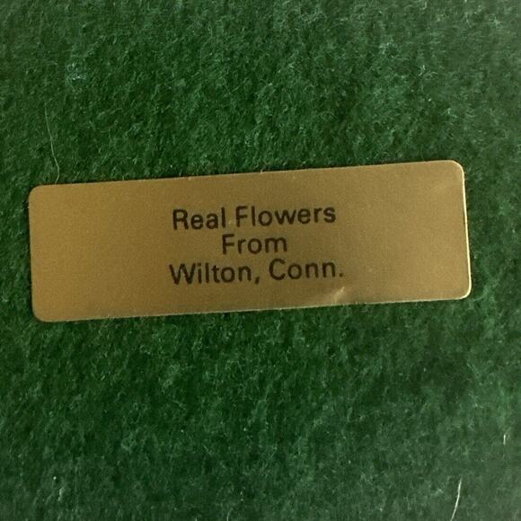 PAPERWEIGHT Glass Dome Real Dried Flowers Wilton Connecticut Green Felt Base 4" - Picture 7 of 10